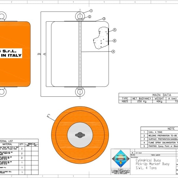 Cylindrical Body Marker Buoy NB 245Kg.